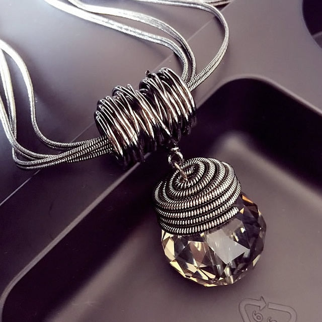 Fashion long section of round sweater chain necklace Fine jewelry Crystals from Swarovski female clothes hanging jewelry