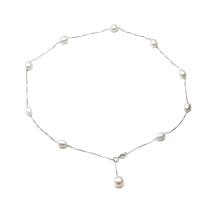 Fashion multi color adjustable 925 sterling silver chain,real natural pearl necklace pendant jewelry for women