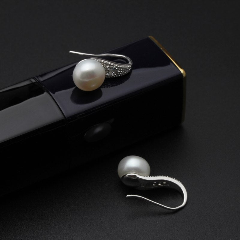 Fashion natural black pearl earrings stud earrings 925 sterling silver earrings for women vintage ethnic earrings
