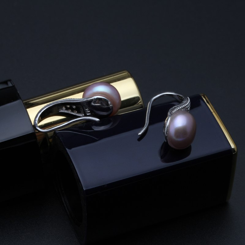 Fashion natural black pearl earrings stud earrings 925 sterling silver earrings for women vintage ethnic earrings