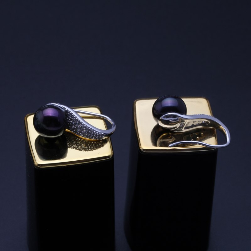 Fashion natural black pearl earrings stud earrings 925 sterling silver earrings for women vintage ethnic earrings