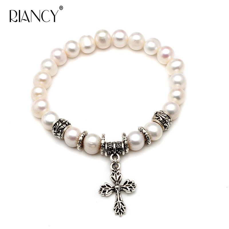 Fashion natural white oval pearl bracelet girl gift , pearl bracelet jewelry for Women party gift