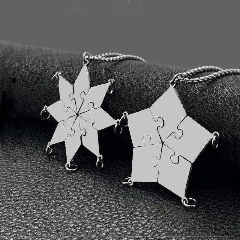 friendship necklace pendant student six-person star puzzle pendant jewelry sale
