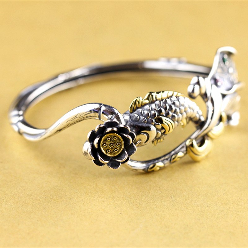 Fashion of silver products Thai silver seiko women lotus hand S925 pure silver ornaments Clear water gives lotus