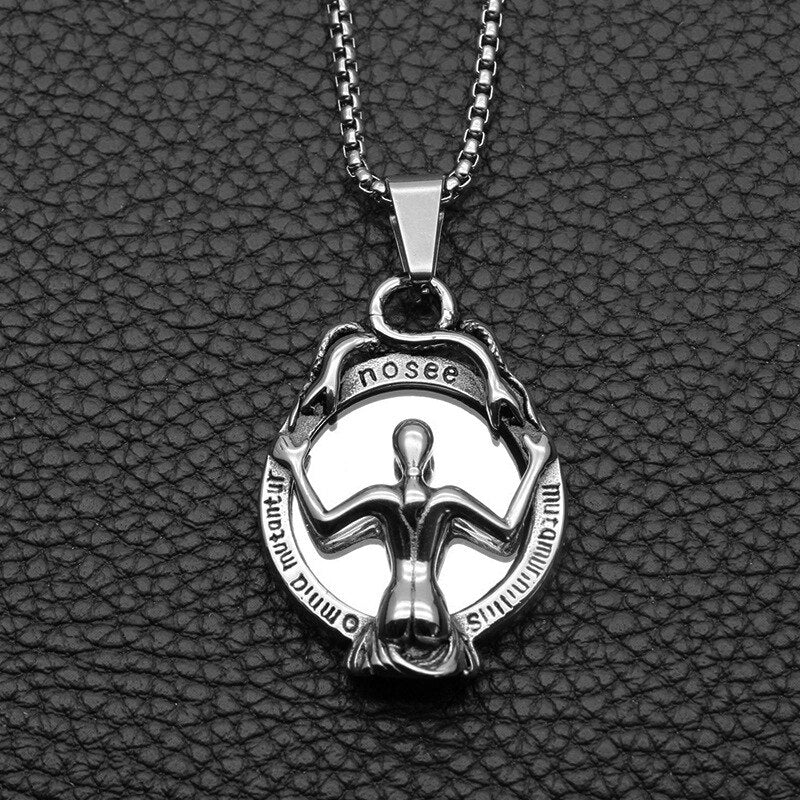 photo demon mirror pendant necklace stainless steel fine polished vintage necklace sale