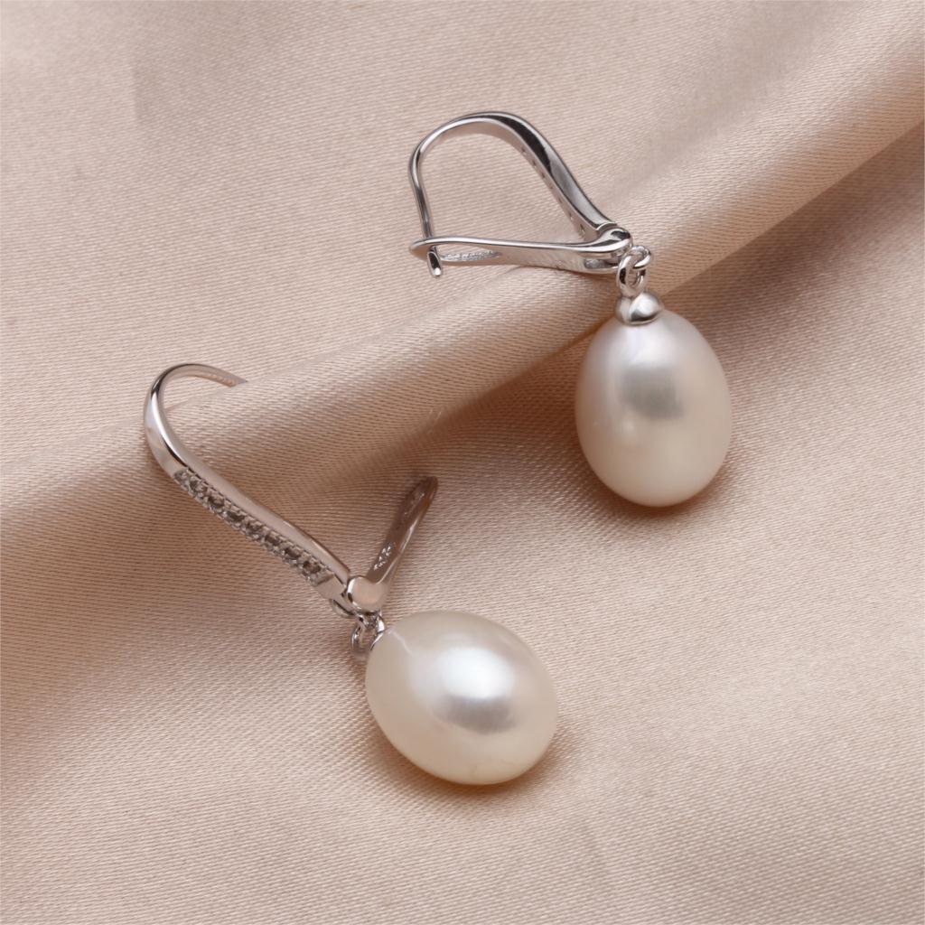 Fashion real 925 sterling silver earrings with natural pearl earring clip pearl earrings for women pearl jewelry gift