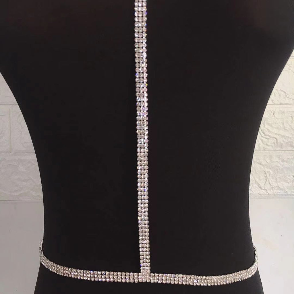 sexy slave set women Rhinestone Necklace shiny crystal necklace waist chain exquisite romantic Valentine's Day gift