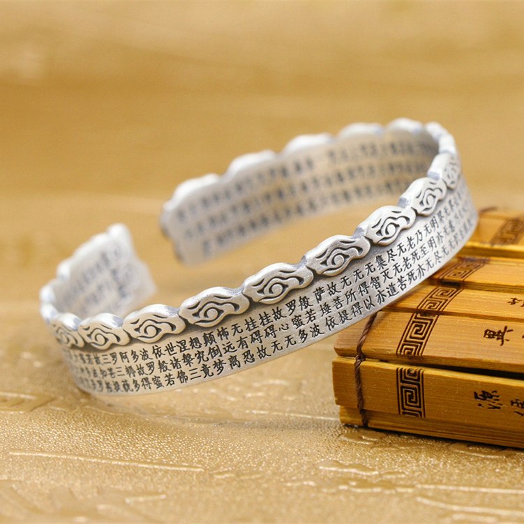 Fashion silver Genuine Ag999 seiko fine silver jewelry fashion elegant lady heart sutra bracelet Light and decoration,