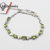 Fashion silver gemstone bracelet 8pcs natural peridot bracelet solid 925 silver peridot bracelet romantic birthd gift for girl