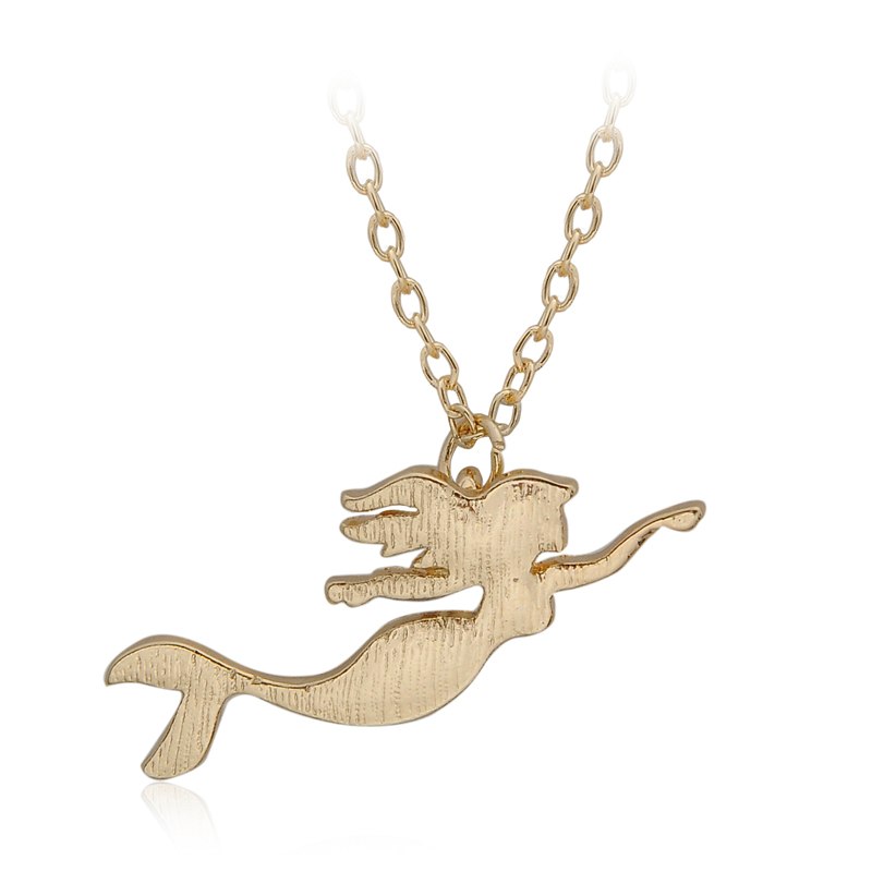 Fashion simple Mermaid pendant Necklaces alloy gold/silver long Necklace for women/girls Jewelry valentine's d gifts