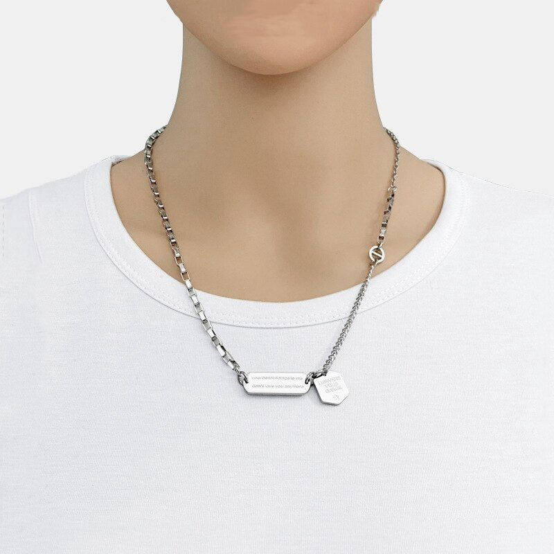 stainless steel wild necklace female hip hop simple short clavicle chain