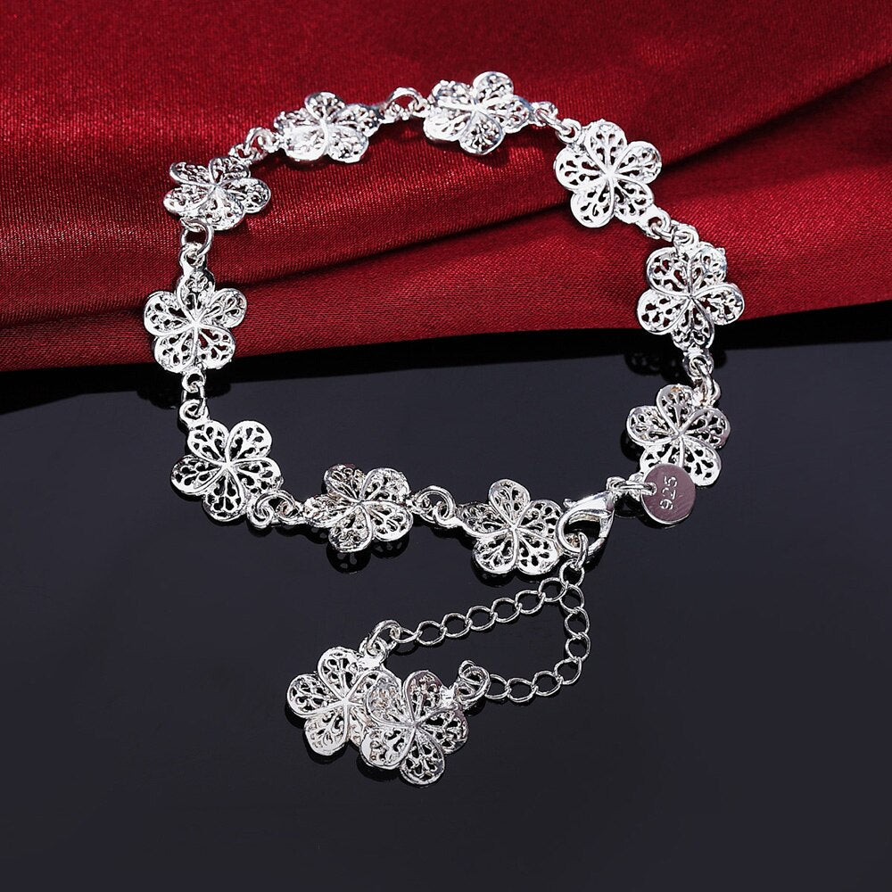 trend 925 Sterling silver flowers Bracelet for woman fine  jewelry wedding accessories party gifts