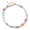 trend imitation pearl rubber flower necklace European and American necklace fairy necklace cross-border jewelry