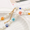 trend imitation pearl rubber flower necklace European and American necklace fairy necklace cross-border jewelry