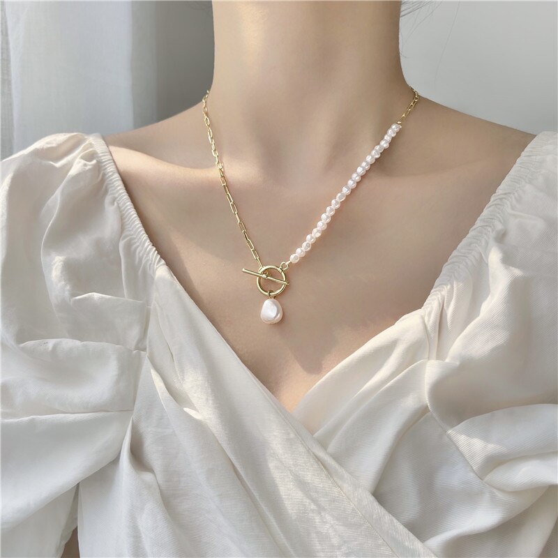 trend retro tro tender pearl necklace female 2021 tide temperament contracted neck chain clavicle chain