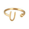 vacumm plated gold stainless steel rings A-Z 26 Letter Initial Name Unisex  For Women Men Finger Rings Jewelry