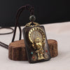 vintage Ancient Nepal Thangka Buddha statue god ebony Elephant pendant necklace exotic for men and women sweater chain