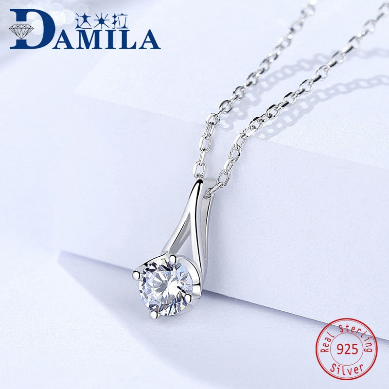 Fashion water drop 925 Sterling Silver pendant necklace For Women cubic zirconia Pendants with S925 silver necklace jewelry