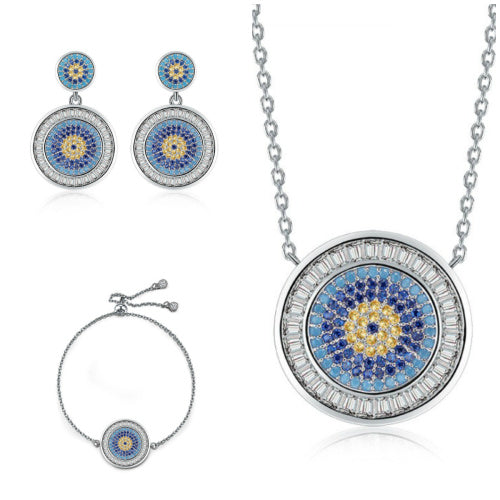 Fashion wedding jewelry set 925 silver New Fashion Crystal from Austrian Necklace Earrings Bracelet Women Christmas gift