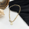 Fashionable Exaggerated Double Necklace Female Tide Simple Metal Chain Pendant Collarbone Chain