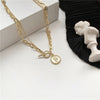 Fashionable Exaggerated Double Necklace Female Tide Simple Metal Chain Pendant Collarbone Chain