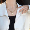 Fashionable Exaggerated Double Necklace Female Tide Simple Metal Chain Pendant Collarbone Chain