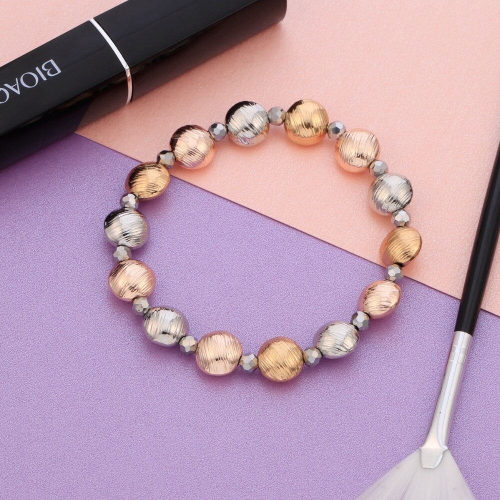 Fashionable Metal Bead Bracelet For Women Vintage Adjustable Strand Bracelets Hollywood Beaded Bohemia Jewelry Gift 2022 New