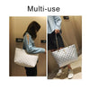 Fashionable Plaid Women Shoulder Bag Fawn Metal Decoration Lady Travel Bag Chain High Capacity Female Shopping Bag Tote Handbag