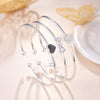 Fashionable Simple Adjustable Sweet Heart Candy 925 Sterling Silver Bangle