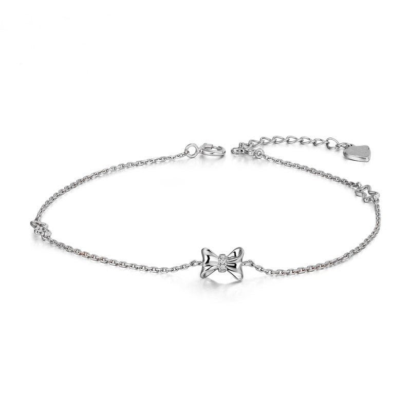 Fashionable Simple Elegant Bow Tie 925 Sterling Silver Bracelet