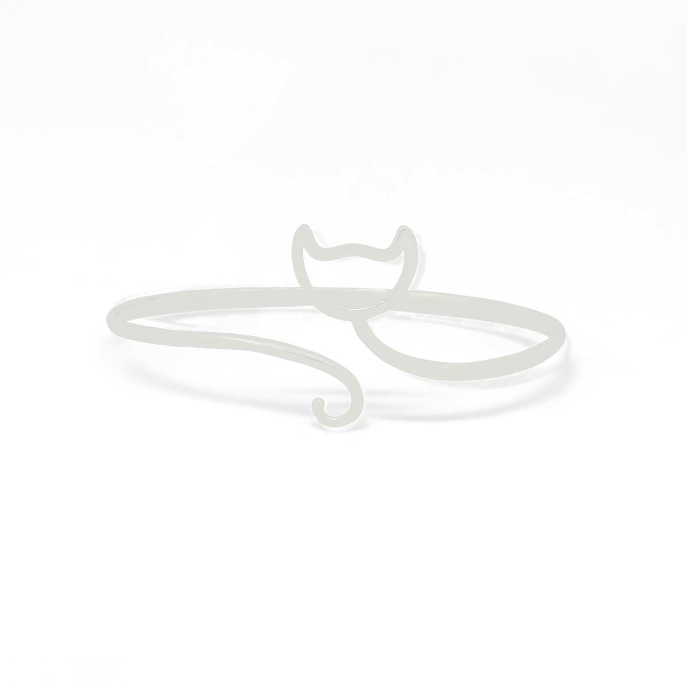 Fashionable Simple Gift Adjustable Cat 925 Sterling Silver Bangle