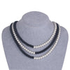 Fashionable and sweet necklace, gray and white alternate three layers pearl necklace, chokers necklace