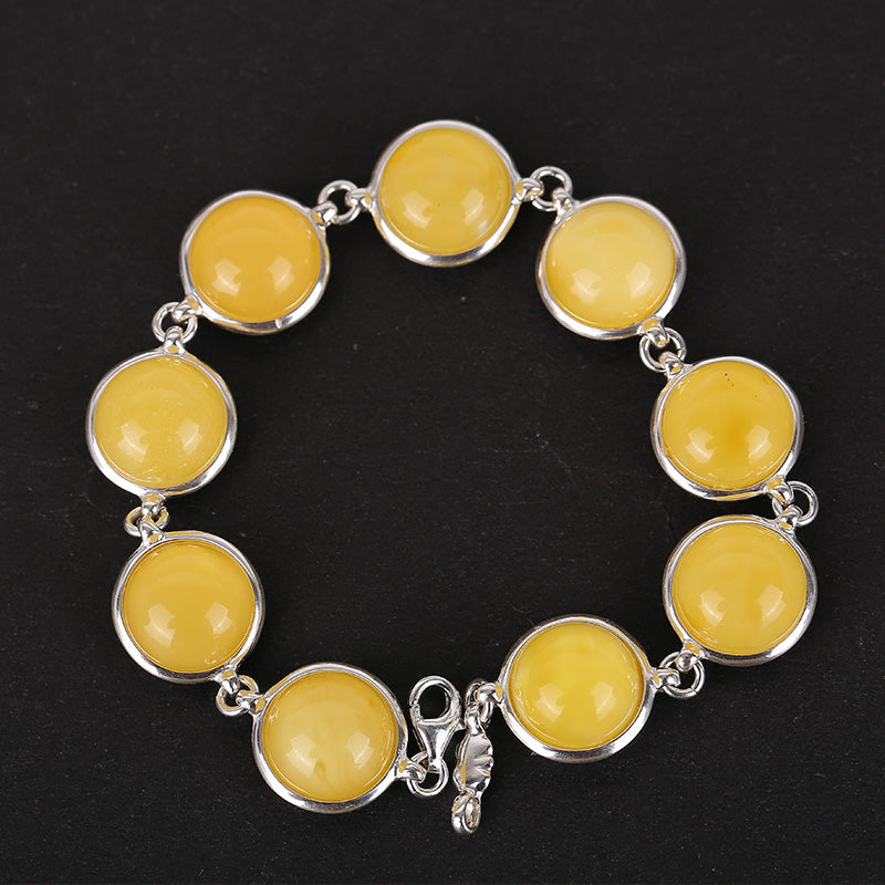 Fashionable ladies' bracelet natural ore 925 silver inlaid Amber Bracelet design factory direct package mail