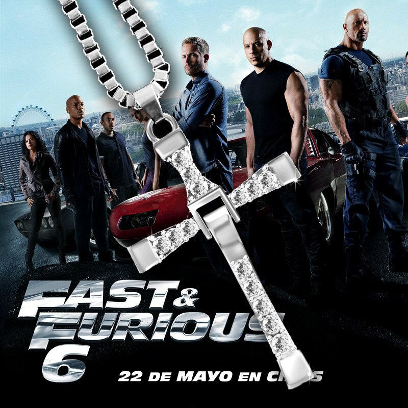 Fast And Furious Vin Diesel Same Necklaces Crystal Zircon Jesus Cross Pendant Necklace For Men Trend Gift Jewelry 2022