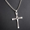 Fast and Furious Movies Actor Dominic Toretto  Rhinestone Cross Crystal Pendant Chain Necklace Men Jewelry