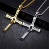 Fast and Furious Movies Cross Necklace Men's Chain Dominic Toretto Stainless Steel Jewelry Rhinestones Gold Necklace Accesories