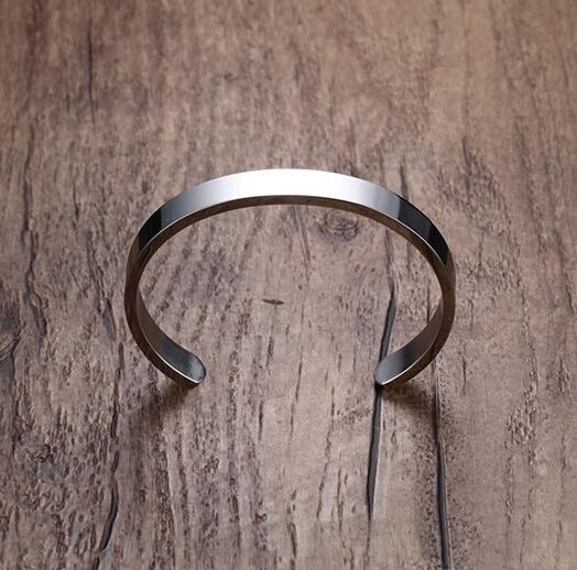 Silver/ Gold/ black 8mm Stainless Steel Fashion Half Cuff Bracelet Bangle For Men Jewelry 2.4''