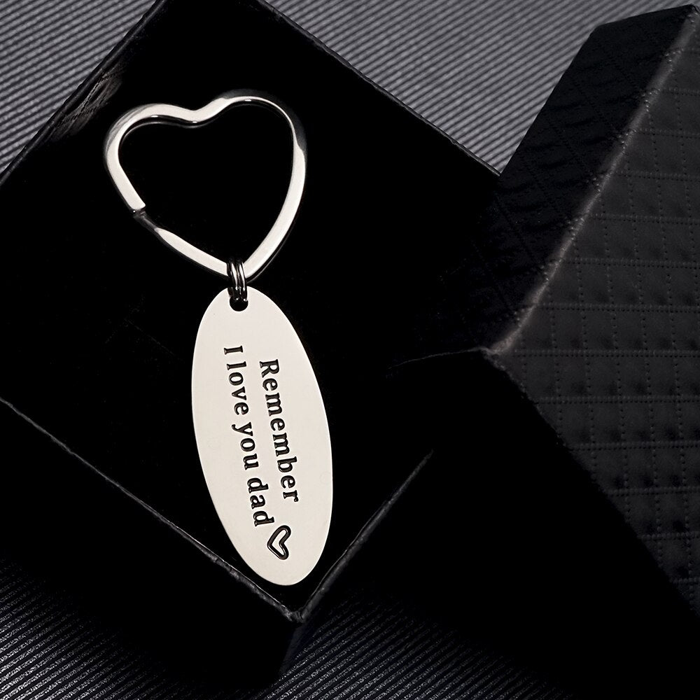 Father's Day gift keychain deep engraving for Dad father stainless steel charm birthday handmade charm keyring  present