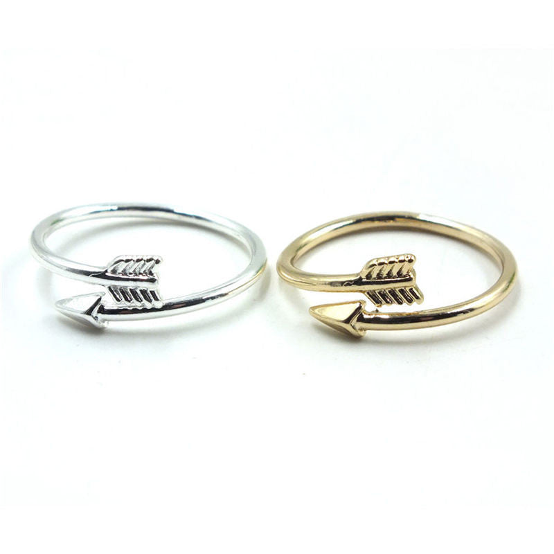 Fashion 2PCS/1Lot Gold or Silver Color Women Arrow Open Midi Finger Ring Jewelry Shiny Ring