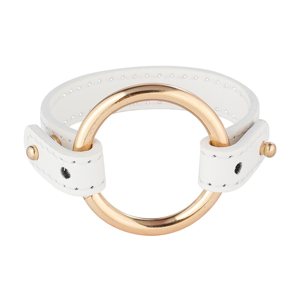 Faux Leather Bracelet Size Length Adjustable Gold Metal Circle Link Style Punk Rock Bracelet for Women