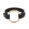 Faux Leather Bracelet Size Length Adjustable Gold Metal Circle Link Style Punk Rock Bracelet for Women