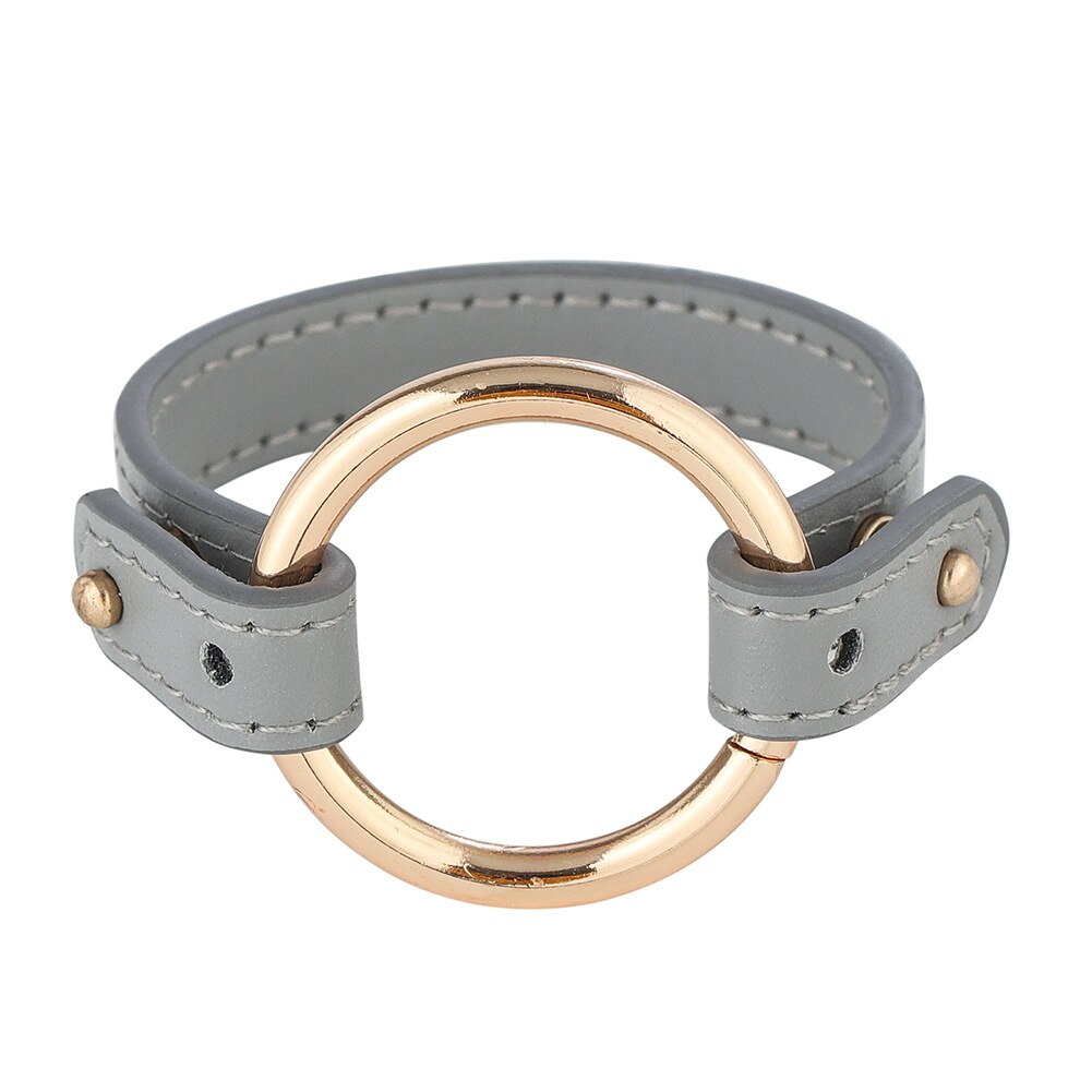 Faux Leather Bracelet Size Length Adjustable Gold Metal Circle Link Style Punk Rock Bracelet for Women