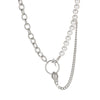 Faux Pearl Link Chain Choker Necklace Women Silver Color Stainless Steel Lady Necklace Femme Jewelry