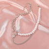 Faux Pearl Link Chain Choker Necklace Women Silver Color Stainless Steel Lady Necklace Femme Jewelry