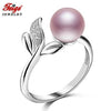 925 Sterling Silver Finger Ring Cute Style Accessories 7-8mm Purple Pearl Rings for Women Anillos Fine Jewelry
