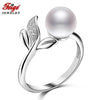 925 Sterling Silver Finger Ring New Design Accessories 7-8mm White Pearl Rings for Women Anillos Fine Jewelry