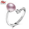 925 Sterling Silver Ring High Quality Anillos Fine Jewelry 8-9mm Purple Pearl Rings for Women Pearl Jewelry