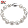 Brand Pearl Bracelet 10-11mm White Baroque Natural Pearl Strand Bracelets for Women Fashion bracelets & bangles