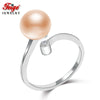 Fine Jewelry 8-9mm Pink Natural Pearl Ring Real 925 Sterling Silver Rings for Women High Quality Pearl Jewelry