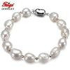 New Design Real Pearl Bracelet 10-11mm White Baroque Natural Pearl bracelets & bangles for Women's Fine Jewelry